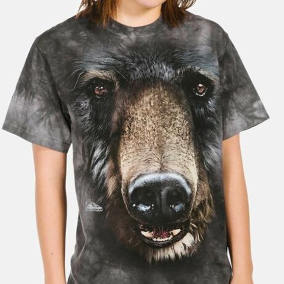 Bear Face Cubs Family Grizzly Bears Ursa The Mountain Black Cotton T-Shirt S - Picture 3 of 5